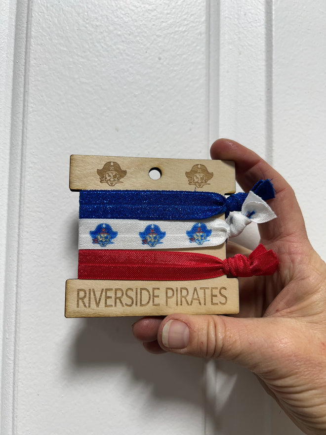 Hair Ties Riverside Pirates 3 Pack Set. Chieftains Elastic Ponytail Holder. - C & A Engraving and Gifts