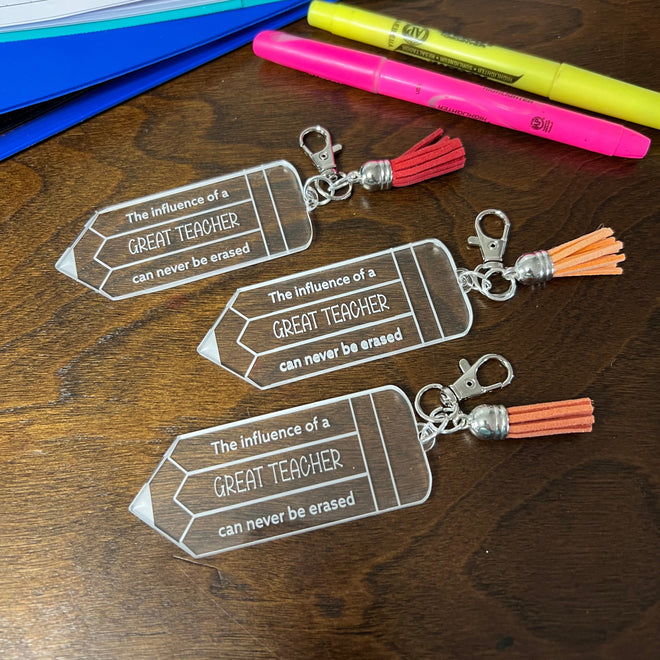 Teacher Key Chain. Appreciation Gift. Purse Charm. Bag Tag. - C & A Engraving and Gifts