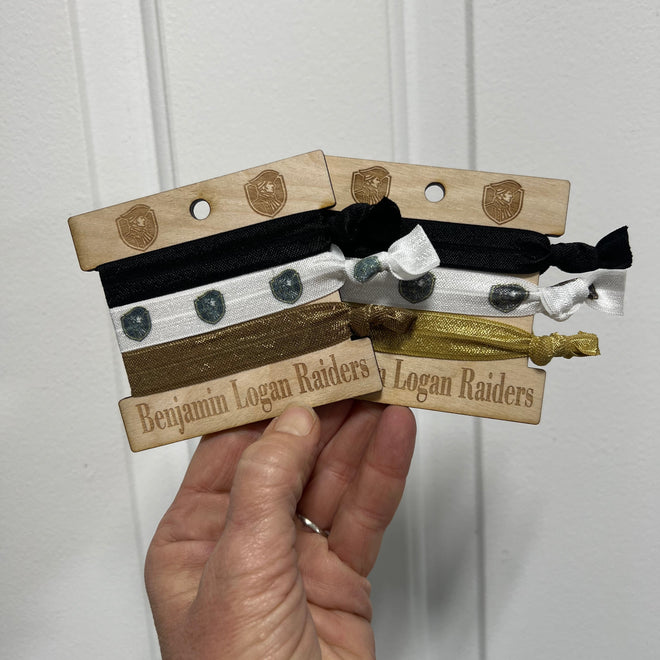 Hair Ties Benjamin Logan Raiders 3 Pack Set. Chieftains Elastic Ponytail Holder.