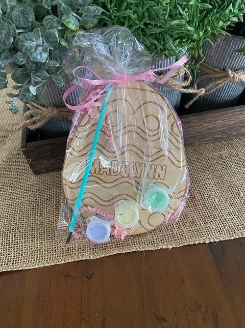 Personalized Paint It Yourself Wooden Egg. Kid Easter Egg Craft. - C & A Engraving and Gifts