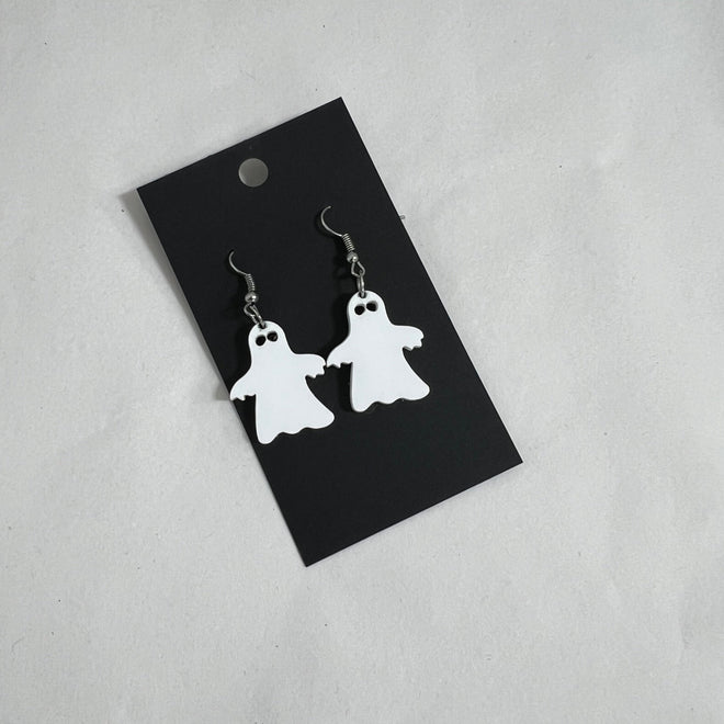 Halloween Dangle Earrings. White Ghost Earrings. Costume Jewelry.