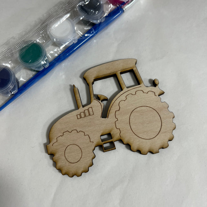 Unfinished Wooden Tractor to Paint. Farm Tractor Wooden Blank. Unfinished Wood Craft Blank.