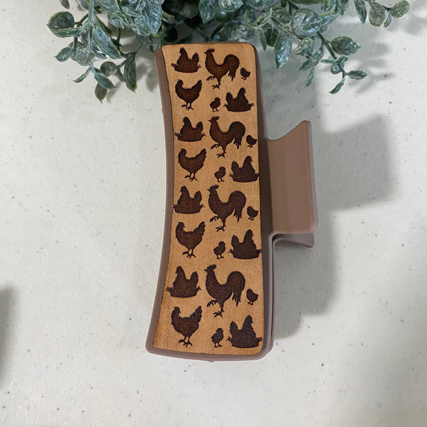 Personalized Hair Claw Clip. Mama Clip. Sunflower Large Hair Clip. Engraved Leather 5" Hair Clip. Western Hair Clip. Sports Hair Clip. - C & A Engraving and Gifts