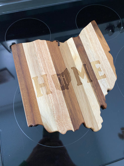 Ohio Home Cutting Board. Engraved Realtor Gift. Ohio Shaped Cutting Board.