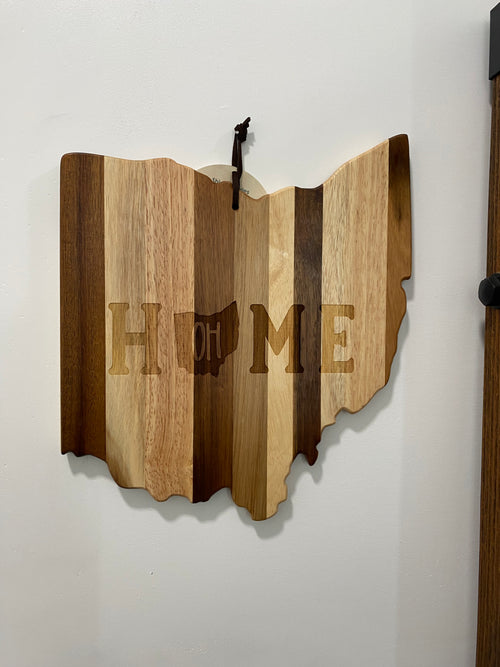 Ohio Home Cutting Board. Engraved Realtor Gift. Ohio Shaped Cutting Board.