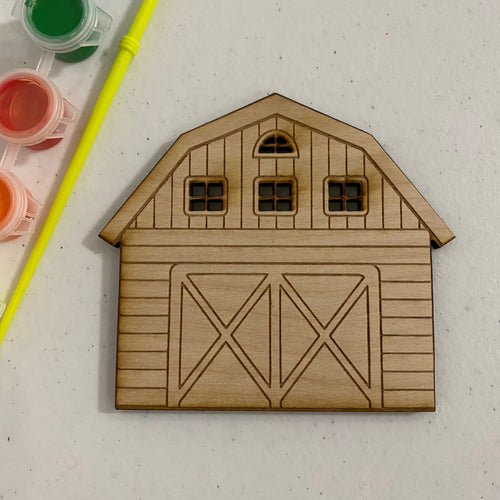 Unfinished Wooden Barn to Paint. Farm Building Wooden Blank. Unfinished Wood Craft Blank.