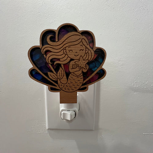 Wooden Mermaid Night Light. Child’s Night Light. Little Girls Night Light.