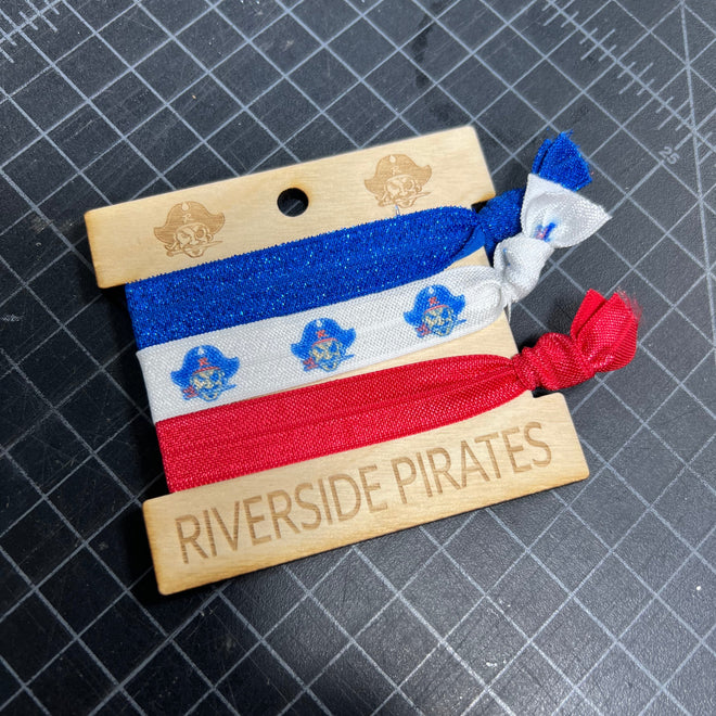 Hair Ties Riverside Pirates 3 Pack Set. Chieftains Elastic Ponytail Holder. - C & A Engraving and Gifts