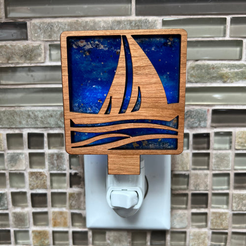 Sailboat Night Light Plug In with Tiled Background