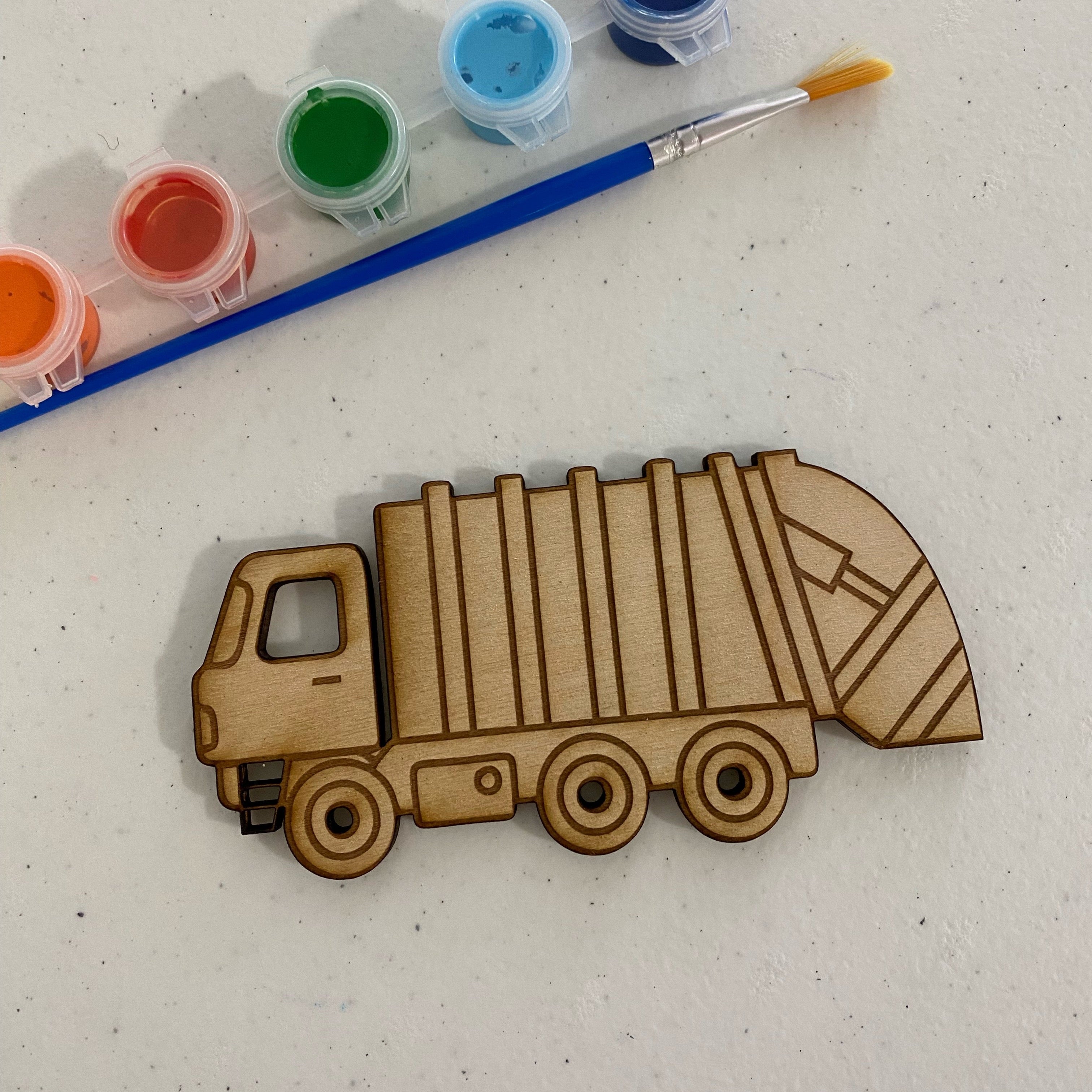Unfinished Wooden Garbage Truck to Paint. Trash Truck Wooden Blank. Un ...