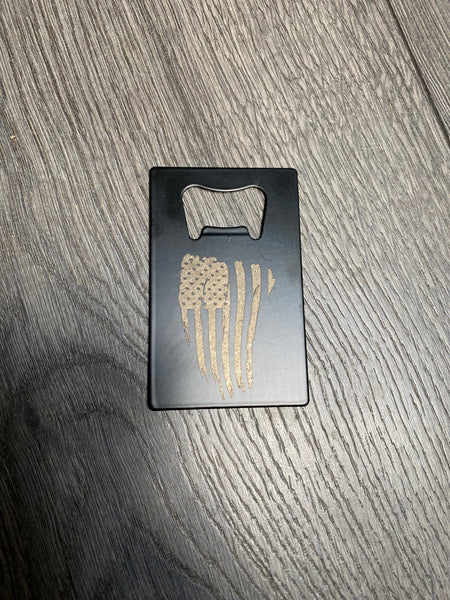 Flag Credit Card Bottle Opener. Engraved Card Bottle Opener. - C & A Engraving and Gifts