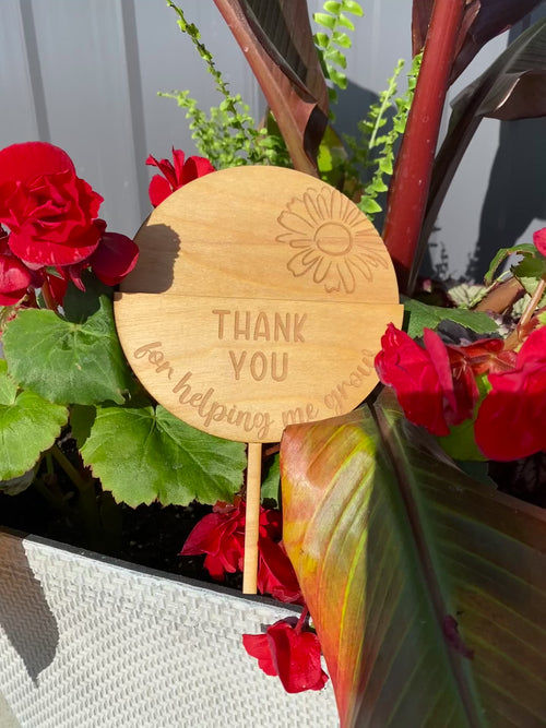 Teacher Gift Card Holder. Planter Pick. Thank You For Helping Me Grow.