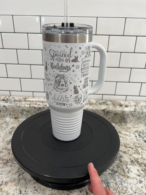 40 Ounce Travel Tumbler Bulldog. Bulldog Mom Gift. English Bulldog Handle Cup. New Parent Mug.