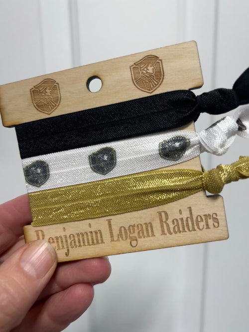 Hair Ties Benjamin Logan Raiders 3 Pack Set. Chieftains Elastic Ponytail Holder.