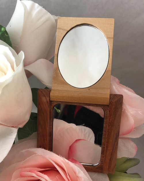 Engraved Compact Wooden Open Flip Mirror. World's Best Mom Gift. MaMa Bear. Teen Gift. - C & A Engraving and Gifts