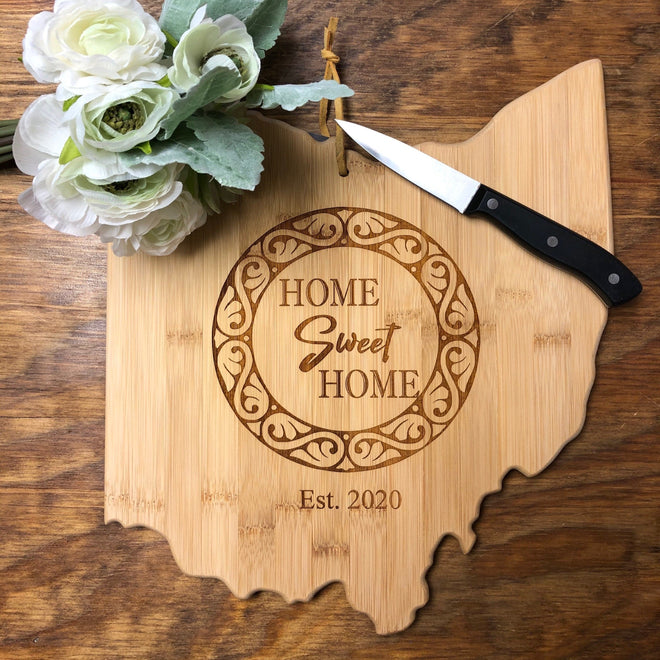 Ohio State Shape Cutting Board. Engraved Realtor Gift. - C & A Engraving and Gifts