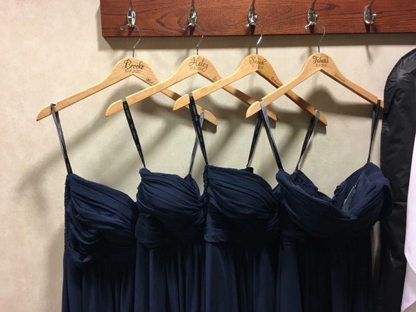 Personalized Wooden Bridal Hangers. Bridesmaid Gift. - C & A Engraving and Gifts