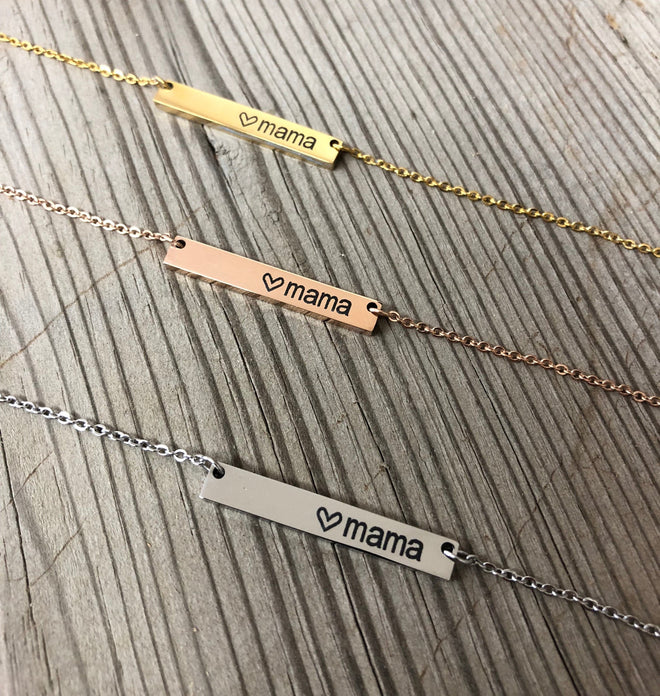 Personalized Necklace. Mama Bar Necklace. Coordinates Necklace. - C & A Engraving and Gifts