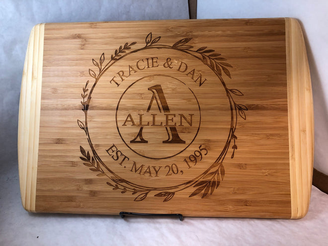 Personalized Engraved Anniversary Wedding Cutting Board. Extra Large Wedding Cutting Board. - C & A Engraving and Gifts