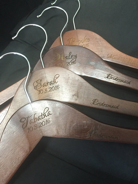 Personalized Wooden Bridal Hangers. Bridesmaid Gift. - C & A Engraving and Gifts