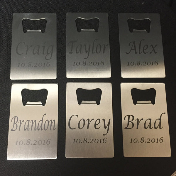 Credit Card Bottle Opener Personalized for Groomsmen. Groomsman Gift. - C & A Engraving and Gifts