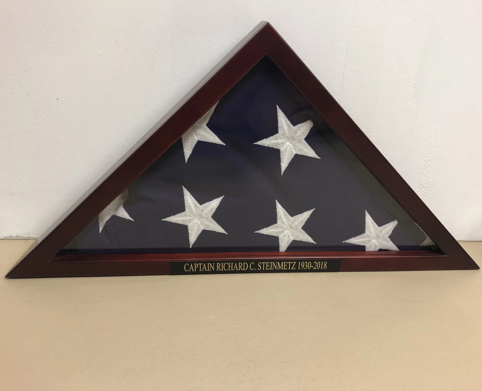Elegant Flag Display Case. Solid Cherry Wood Military Flag Case. - C & A Engraving and Gifts