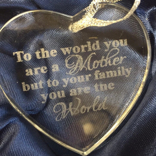 Glass Heart Ornament Engraved - C & A Engraving and Gifts