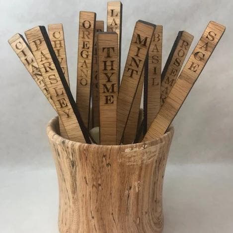 Herb Garden Wooden Markers Set of 12 - C & A Engraving and Gifts