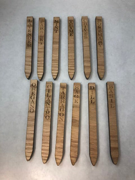 Herb Garden Wooden Markers Set of 12 - C & A Engraving and Gifts