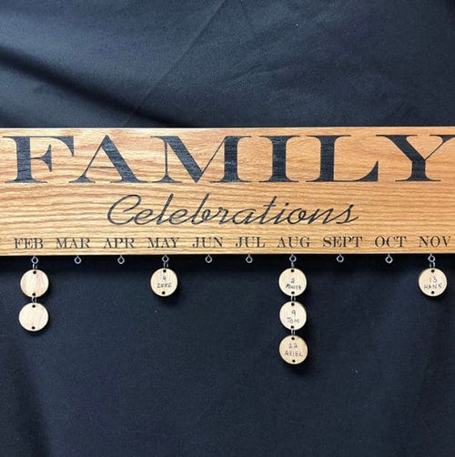 Family Birthday Calendar. Birthdays and Anniversaries Calendar. Birthday Celebrations Sign. - C & A Engraving and Gifts