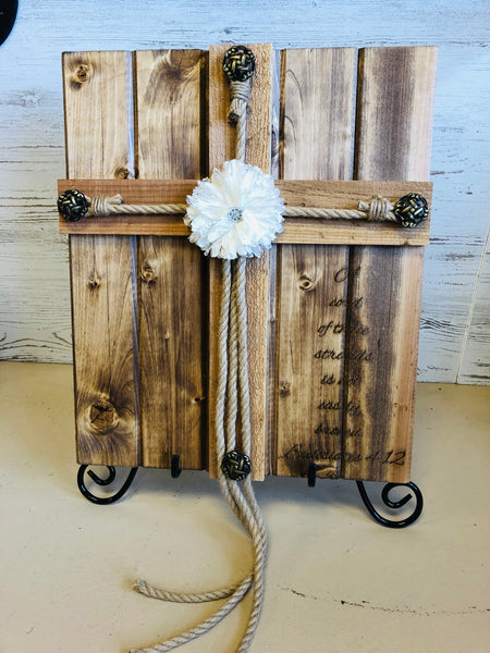 Wedding Braid Cross. Wooden Cross with Ecclesiastes 4:12 Verse Engraved. Cord of Three Strands. - C & A Engraving and Gifts