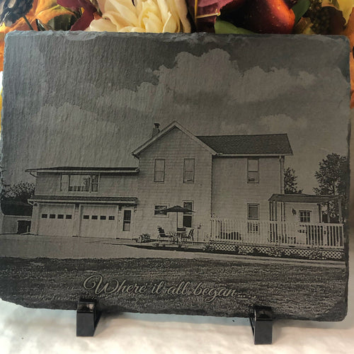 Photo Engraved Slate with Easel. - C & A Engraving and Gifts