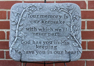 Memorial Plaque Your Memory Is A Keepsake. - C & A Engraving and Gifts