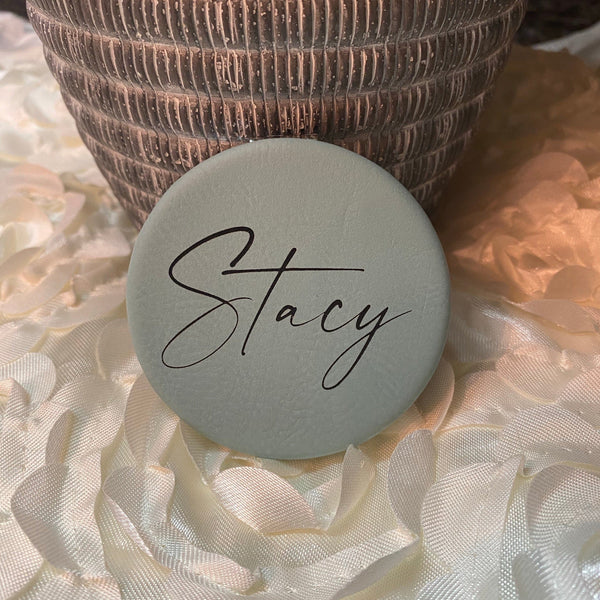 Bachelorette Party Favors. Bridesmaid Gift. Personalized Engraved Leatherette Mirror. Compact Mirror Favors. - C & A Engraving and Gifts