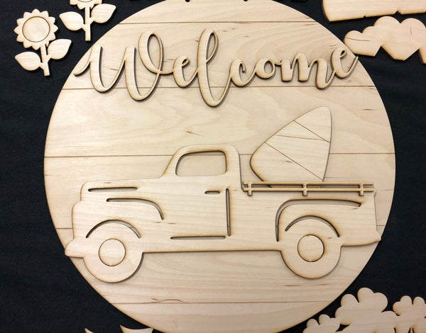 Shiplap DIY Rustic Truck Wooden Sign. Old Truck Interchangeable Farmhouse Decor. Paint It Yourself. - C & A Engraving and Gifts