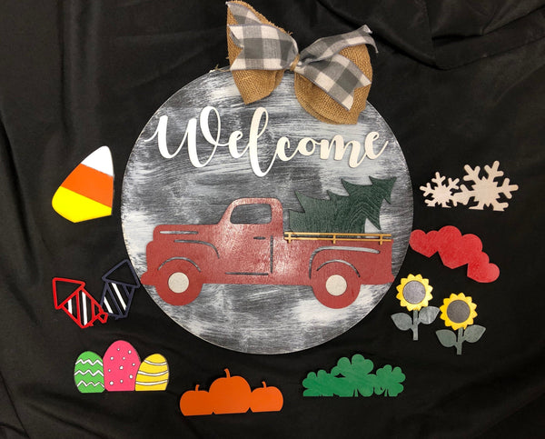 Shiplap DIY Rustic Truck Wooden Sign. Old Truck Interchangeable Farmhouse Decor. Paint It Yourself. - C & A Engraving and Gifts