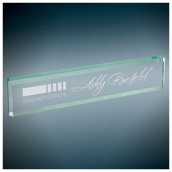 Glass Desk Wedge Engraved. Engraved Name Wedge. - C & A Engraving and Gifts