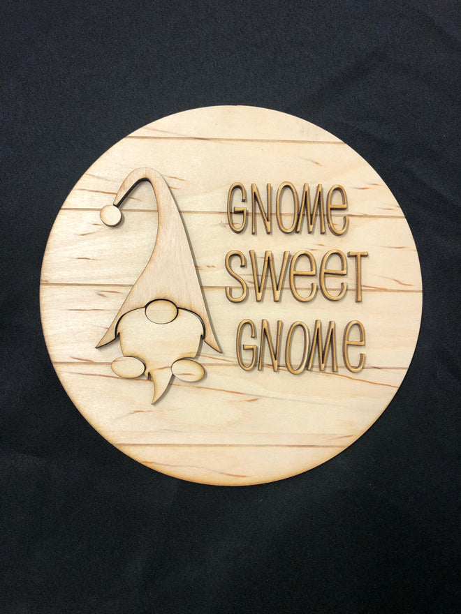 Shiplap DIY Gnome Wooden Sign. Gnome Sweet Gnome Farmhouse Decor. Paint It Yourself. - C & A Engraving and Gifts