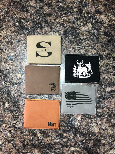 Personalized Engraved Mens Wallet. Groomsman Gift. Mens Bi-fold Slim Wallet. - C & A Engraving and Gifts