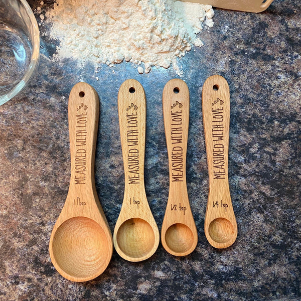 Measuring Wooden Spoons for Grandma. Engraved Measured With Love Spoons. Bridal Shower Gift. - C & A Engraving and Gifts