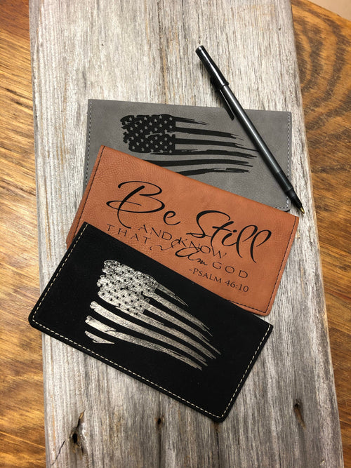 Personalized Checkbook Cover. Engraved Leatherette Checkbook. Military Checkbook Cover. - C & A Engraving and Gifts