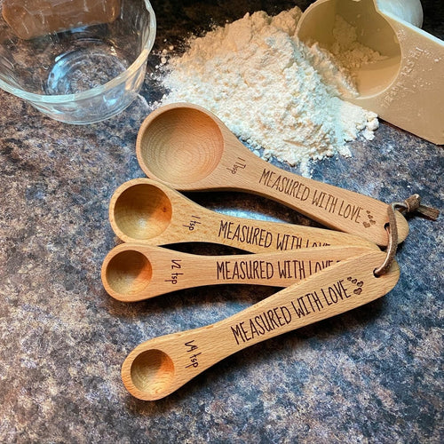 Measuring Wooden Spoons for Grandma. Engraved Measured With Love Spoons. Bridal Shower Gift. - C & A Engraving and Gifts