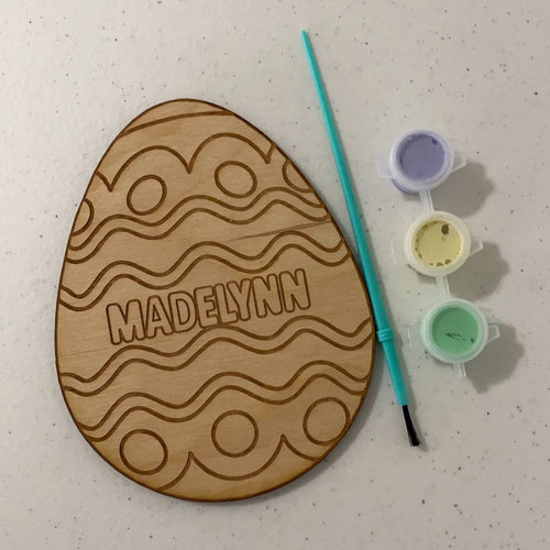Personalized Paint It Yourself Wooden Egg. Kid Easter Egg Craft. - C & A Engraving and Gifts