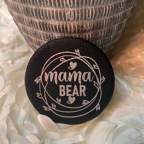 Mom Gift. Personalized Engraved Leatherette Mirror. Compact Mirror for Mothers. Mama Bear. - C & A Engraving and Gifts