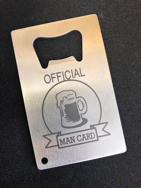 Engraved Credit Card Bottle Opener. Man Card Bottle Opener. Flag Credit Card Bottle Opener. - C & A Engraving and Gifts