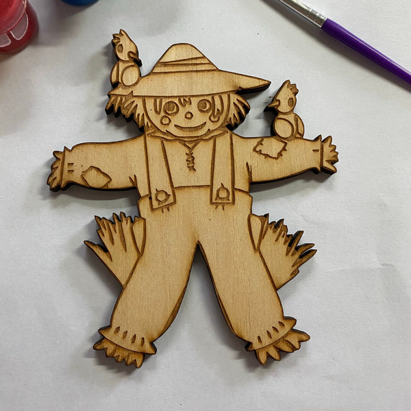 Kid Craft. Wooden Scarecrow Cut Out. Halloween Wooden Blank. Unfinished Wood Blanks. - C & A Engraving and Gifts