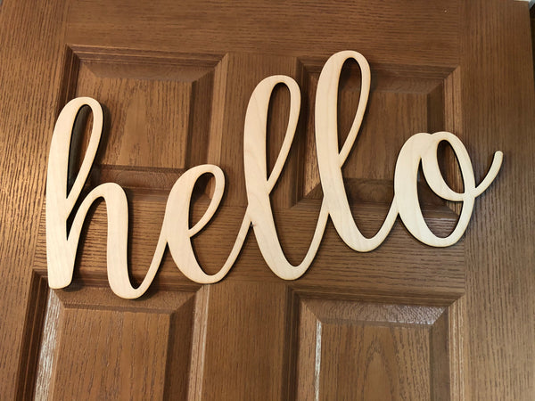 Hello Words. Hello Wall Decor Wood Cut Out. Hello Sign. - C & A Engraving and Gifts