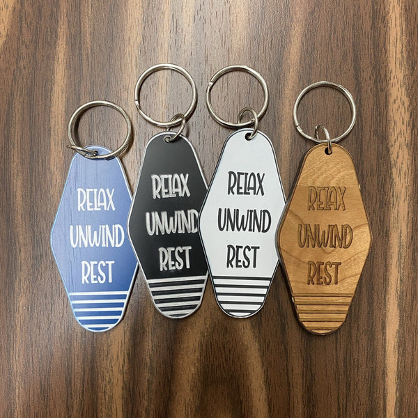 Retro Motel/Hotel Acrylic Keychain. Lake House Engraved Keychain. Boat Keychain. Key Holder. - C & A Engraving and Gifts