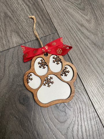 Dog Paw Christmas Ornament. Pet Christmas Ornament. - C & A Engraving and Gifts
