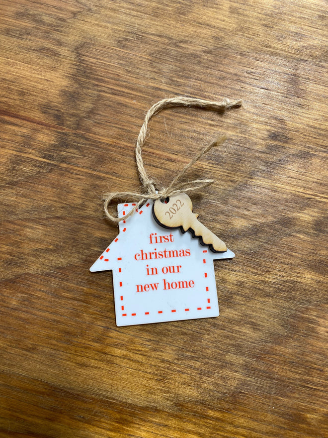 New Home Ornament. Realtor Christmas Gift. 2022 Wooden House Tree Ornament. - C & A Engraving and Gifts